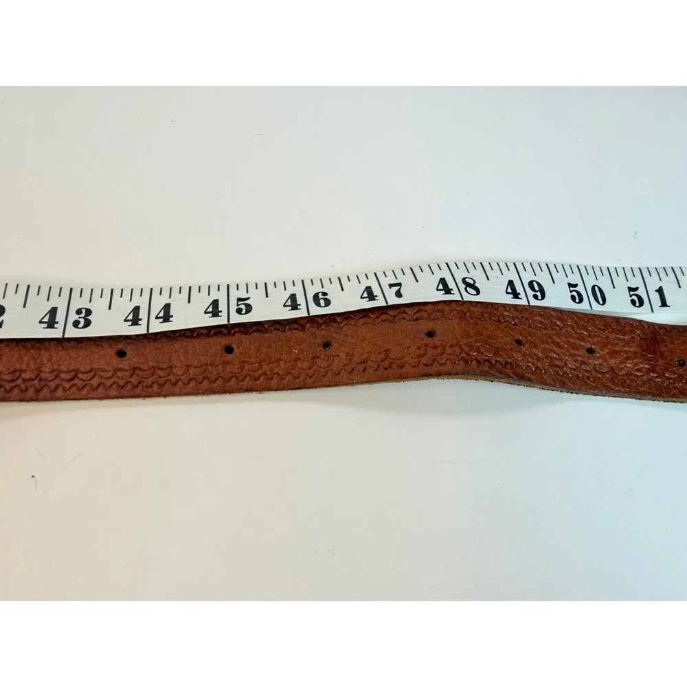 Distressed Hand Tooled Leather Vintage Belt Braided Center Western Cowboy 44